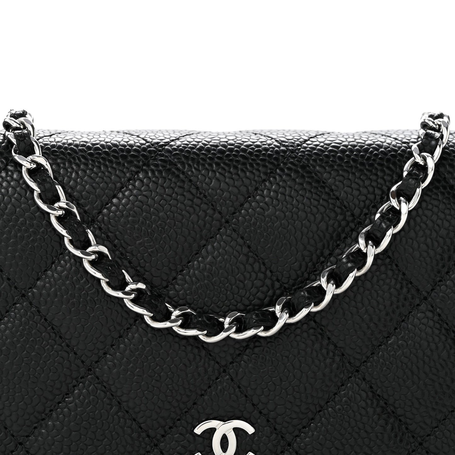 Caviar Quilted Wallet On Chain WOC Black