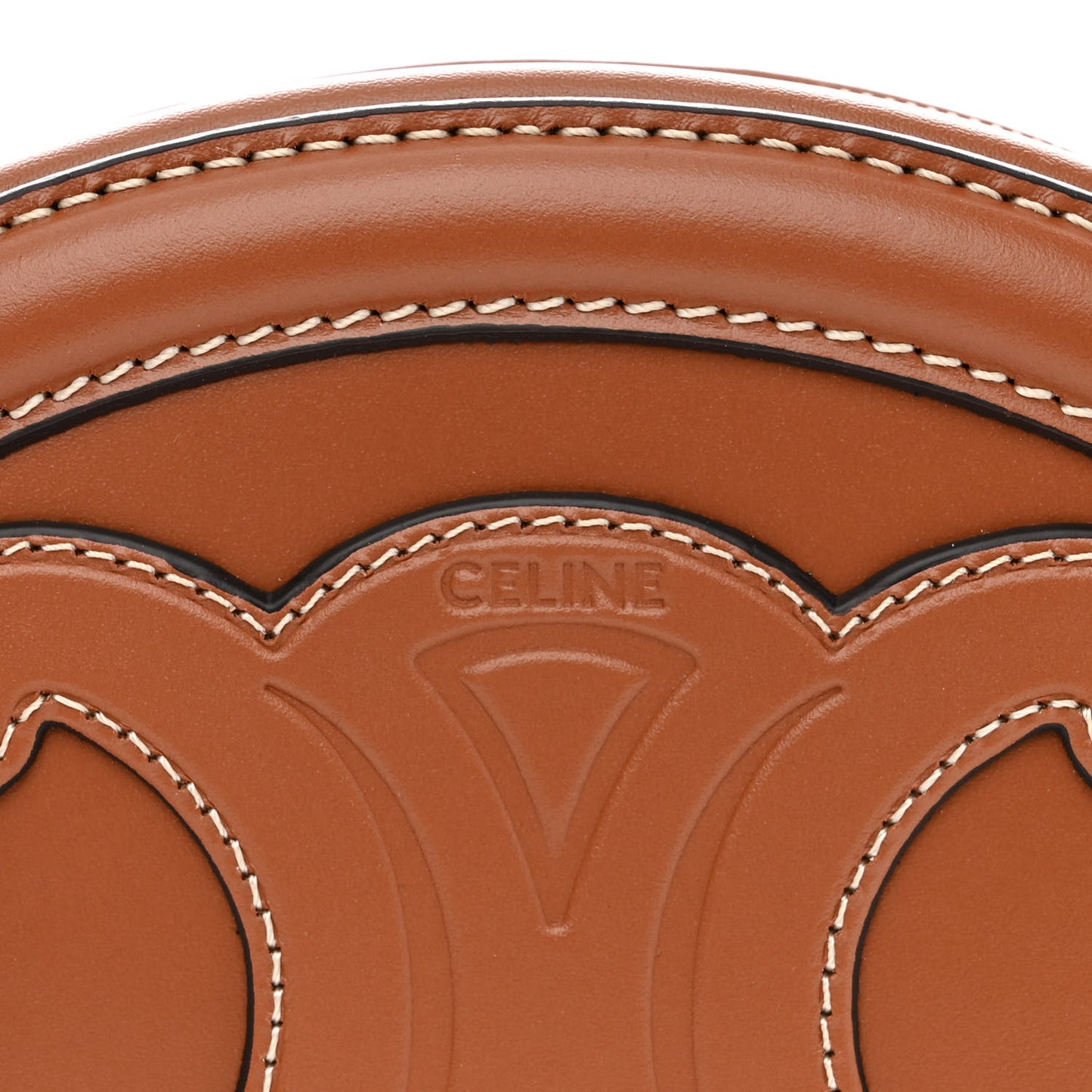 Smooth Calfskin Cuir Small Triomphe Oval Crossbody Purse Tan