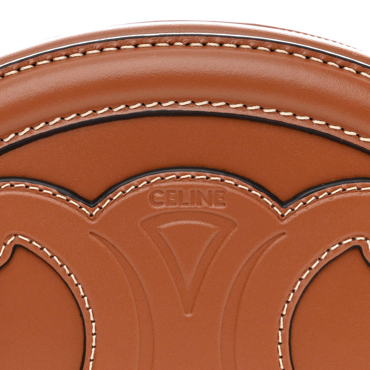 Celine Smooth Calfskin Cuir Small Triomphe Oval Crossbody Purse Tan 6 of 8