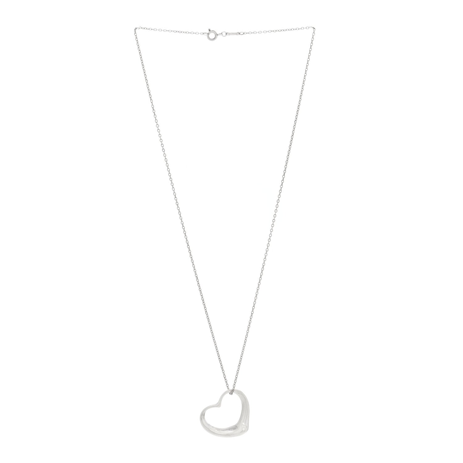 Tiffany Sterling Silver Elsa Peretti 27mm Open Heart Pendant Necklace 3 of 5