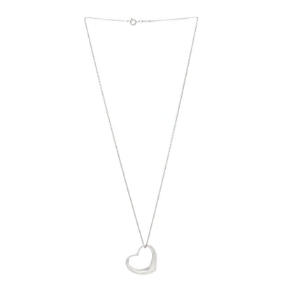 Tiffany Sterling Silver Elsa Peretti 27mm Open Heart Pendant Necklace 3 of 5