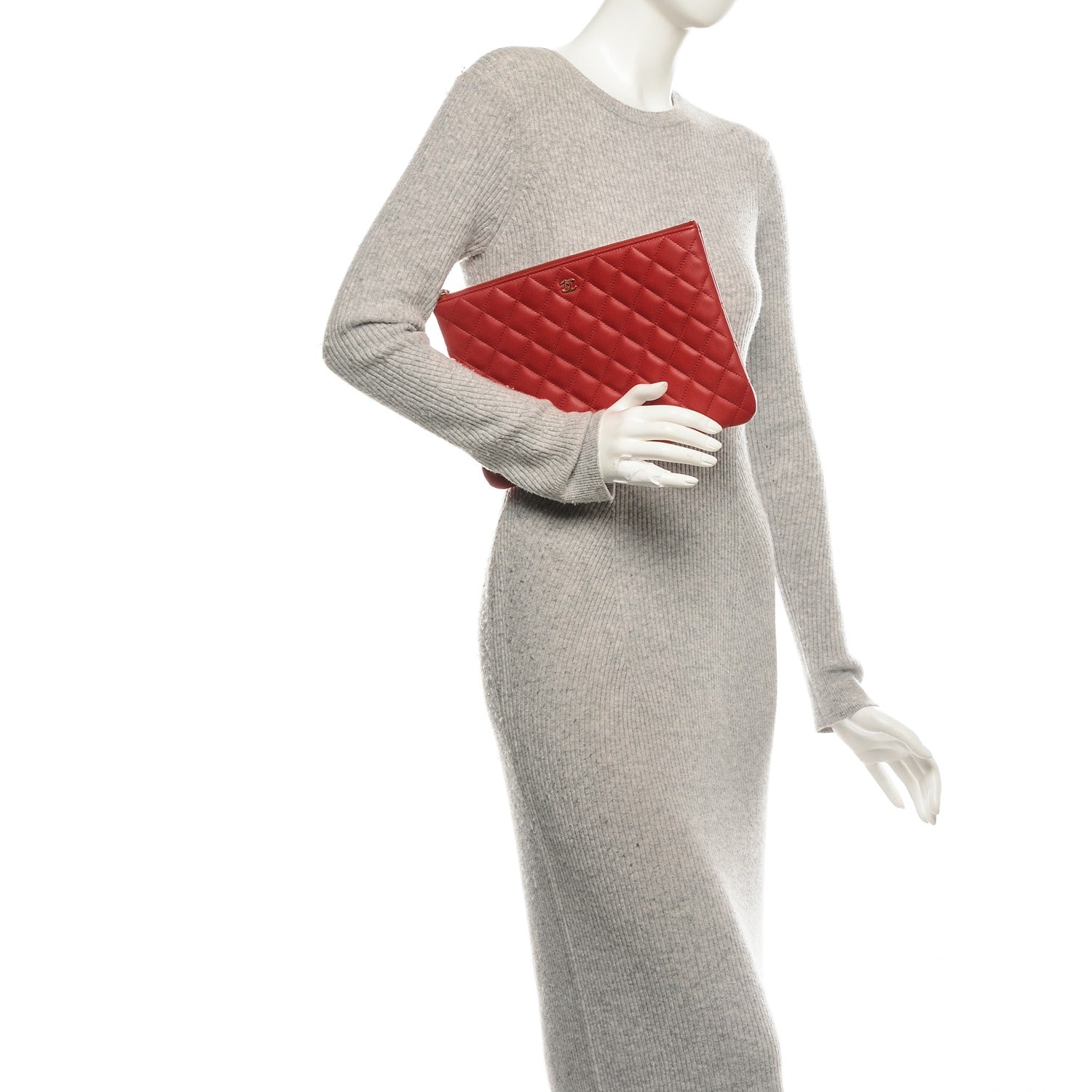 Chanel Lambskin Quilted Medium Cosmetic Case Red 2 of 7