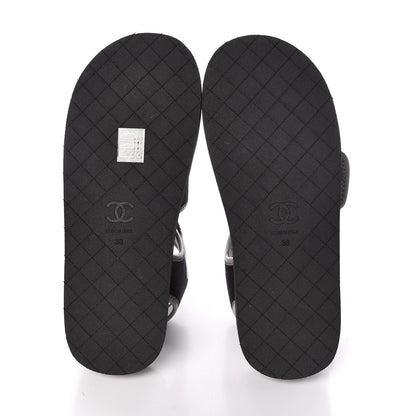 Chanel Lambskin Jersey Coco Sandals 38 Black 5 of 8