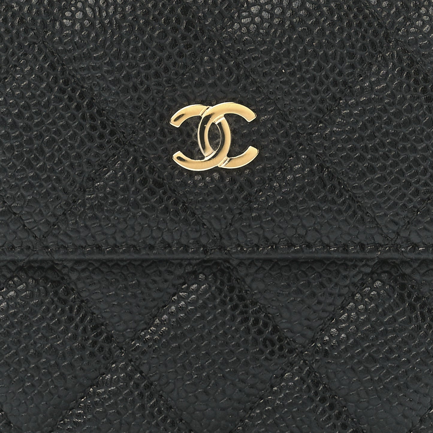 Caviar Quilted Compact French Flap Wallet Black