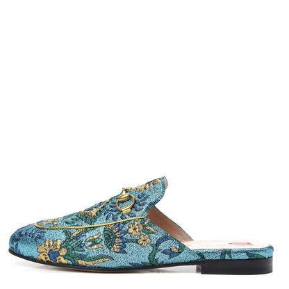 Gucci Iridescent Brocade Womens Princetown Slippers 36.5 Azure Multicolor Oro 1 of 10