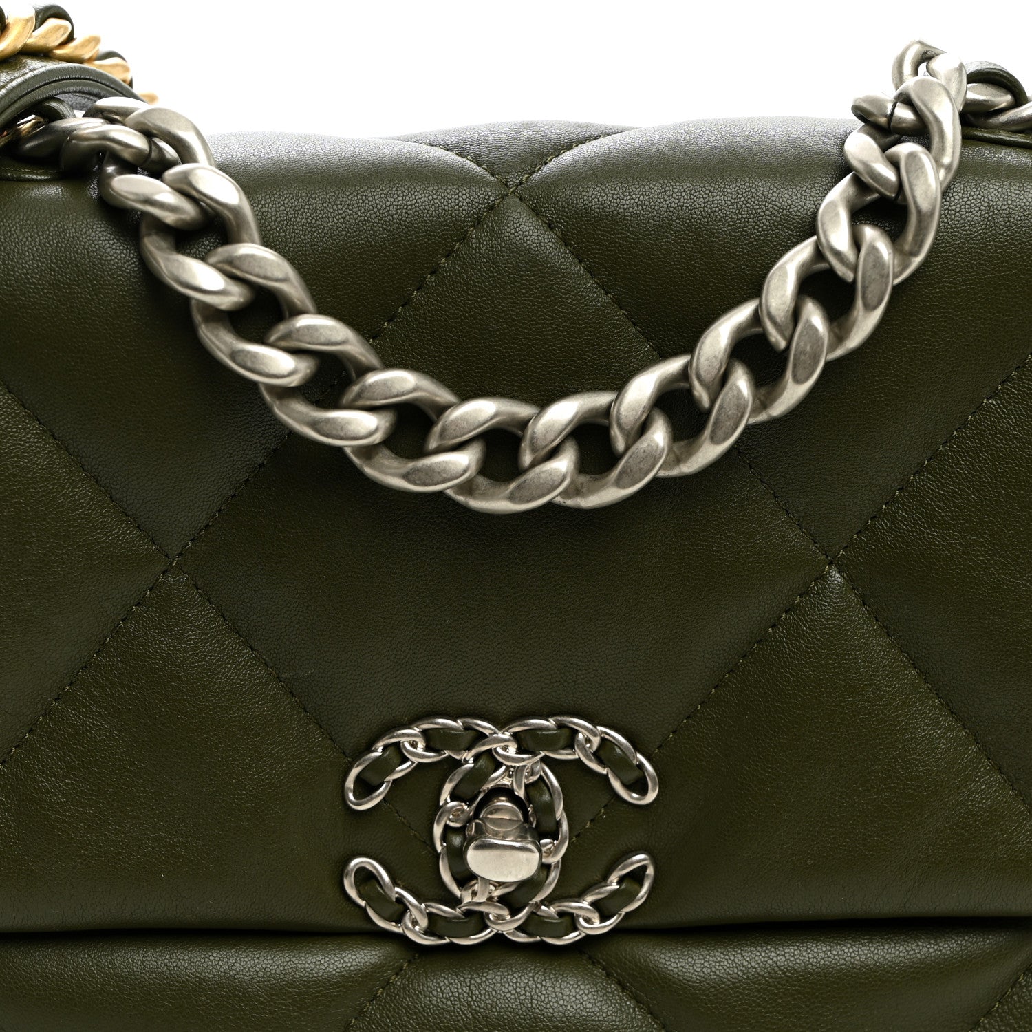 Chanel Lambskin Quilted Medium Chanel 19 Flap Khaki 8 of 10
