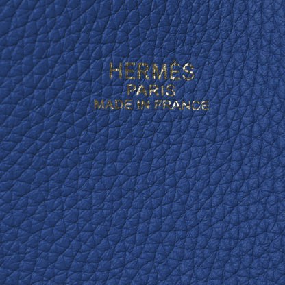 Hermes Taurillon Clemence Double Sens 45 Reversible Tote Mykonos Gris Tourterelle 10 of 16