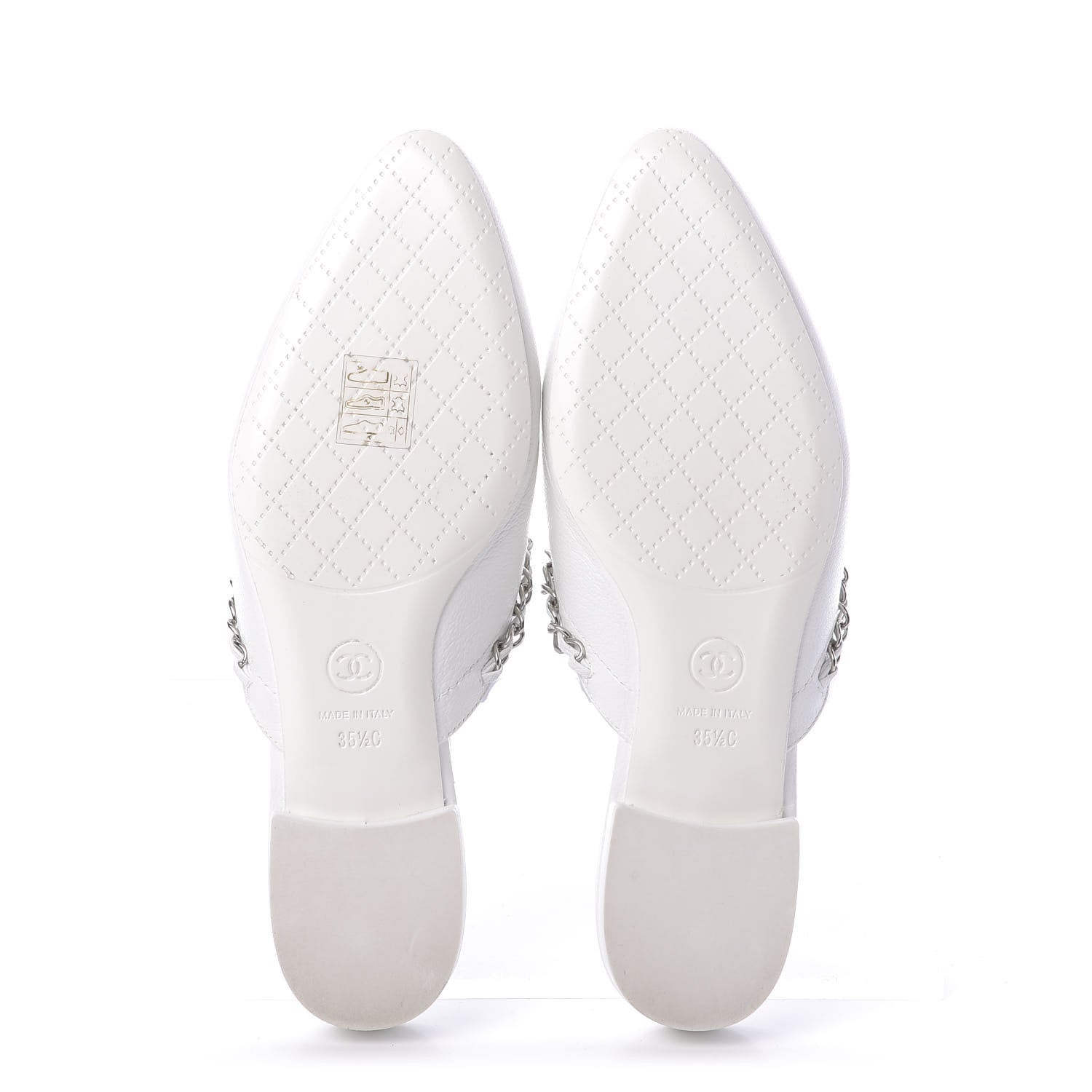Chanel Goatskin Chain CC Mules 35.5 White 7 of 12