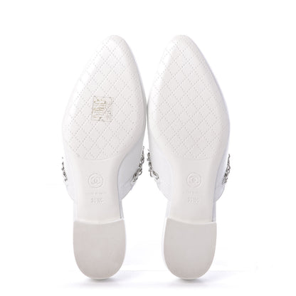 Chanel Goatskin Chain CC Mules 35.5 White 7 of 12