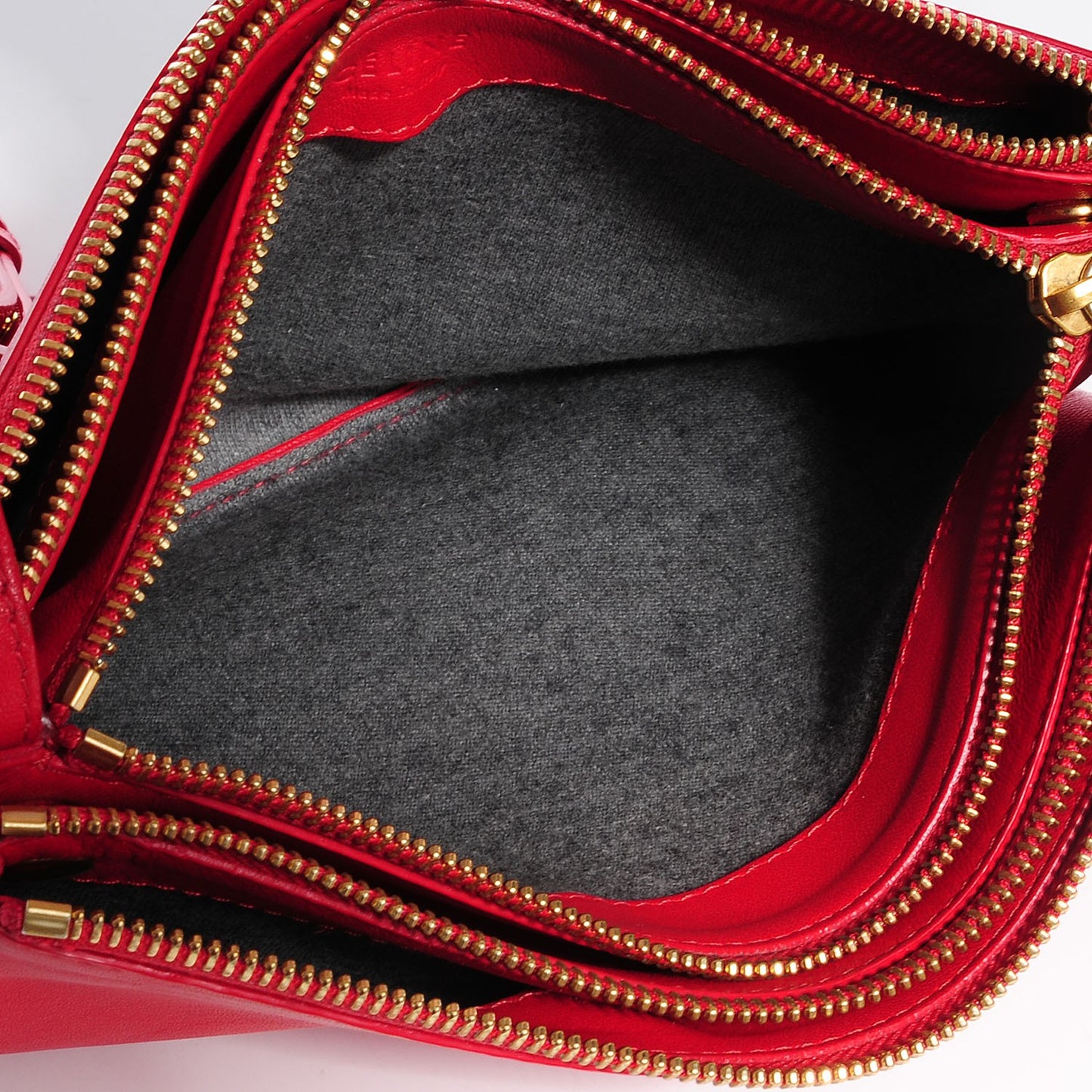 Lambskin Large Trio Crossbody Bag Vermillion