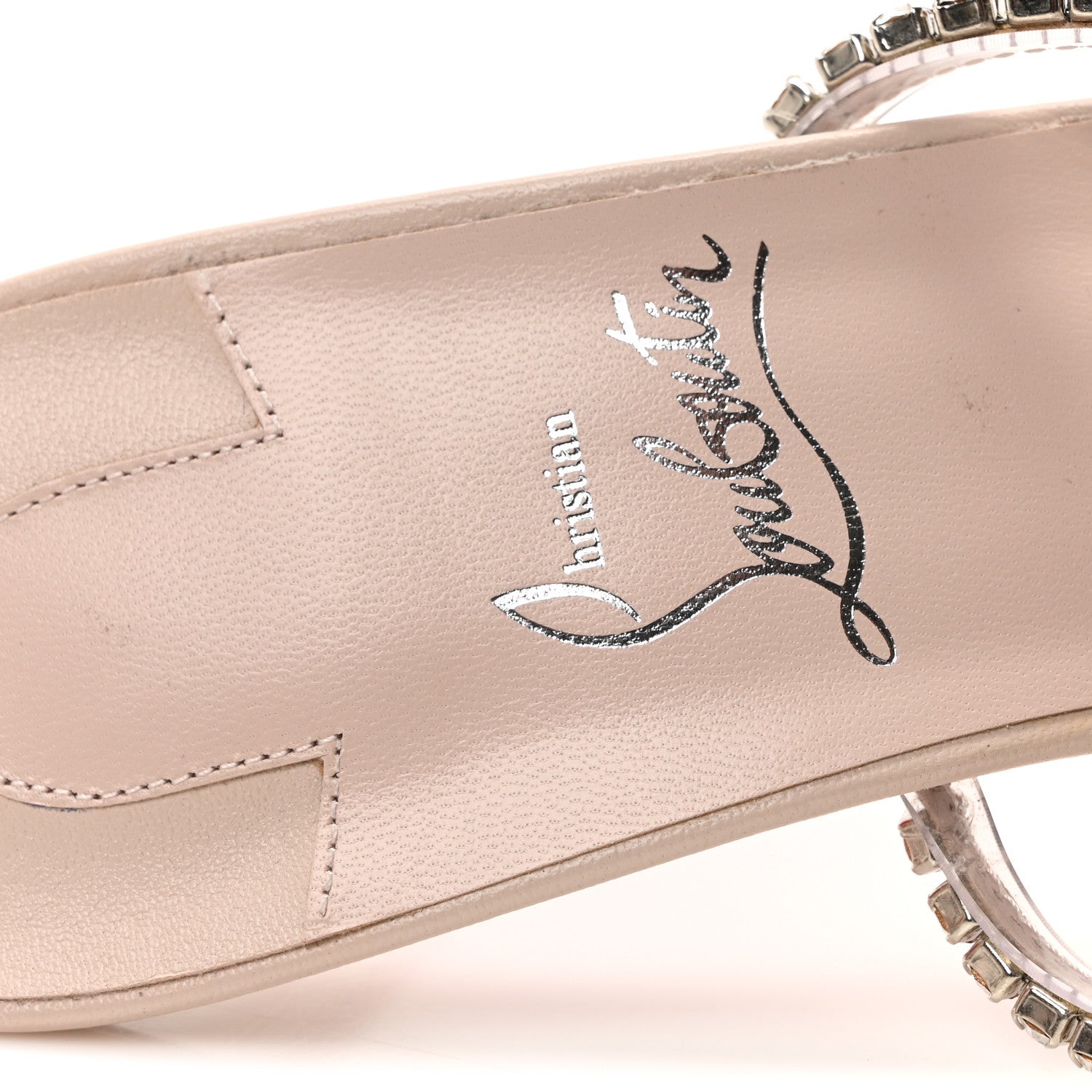 Christian Louboutin Calfskin PVC Crystal Just Queen 70 Sandals 39.5 Leche 8 of 9