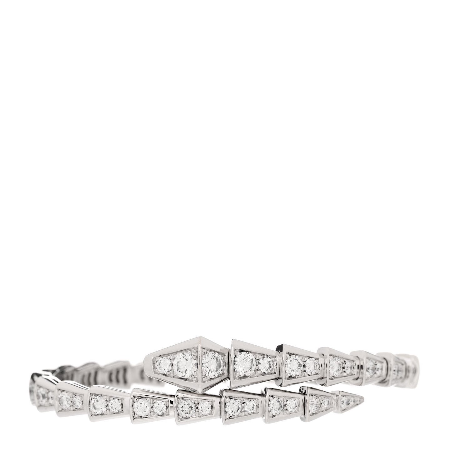 18K White Gold Diamond Serpenti Viper Pave Bracelet S