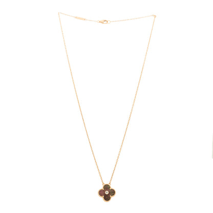 Van Cleef & Arpels 18K Rose Gold Diamond Grey Mother of Pearl Vintage Alhambra Pendant Necklace 3 of 5