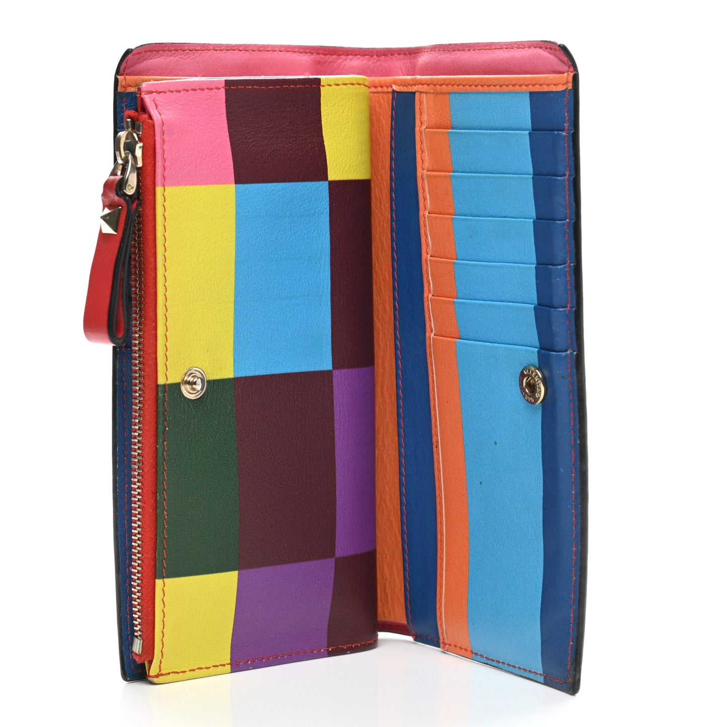 Calfskin Rockstud Continental Wallet Multicolor