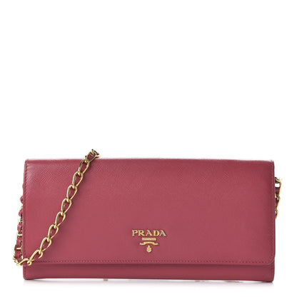 Prada Saffiano Metal Oro Chain Wallet Peonia 1 of 10