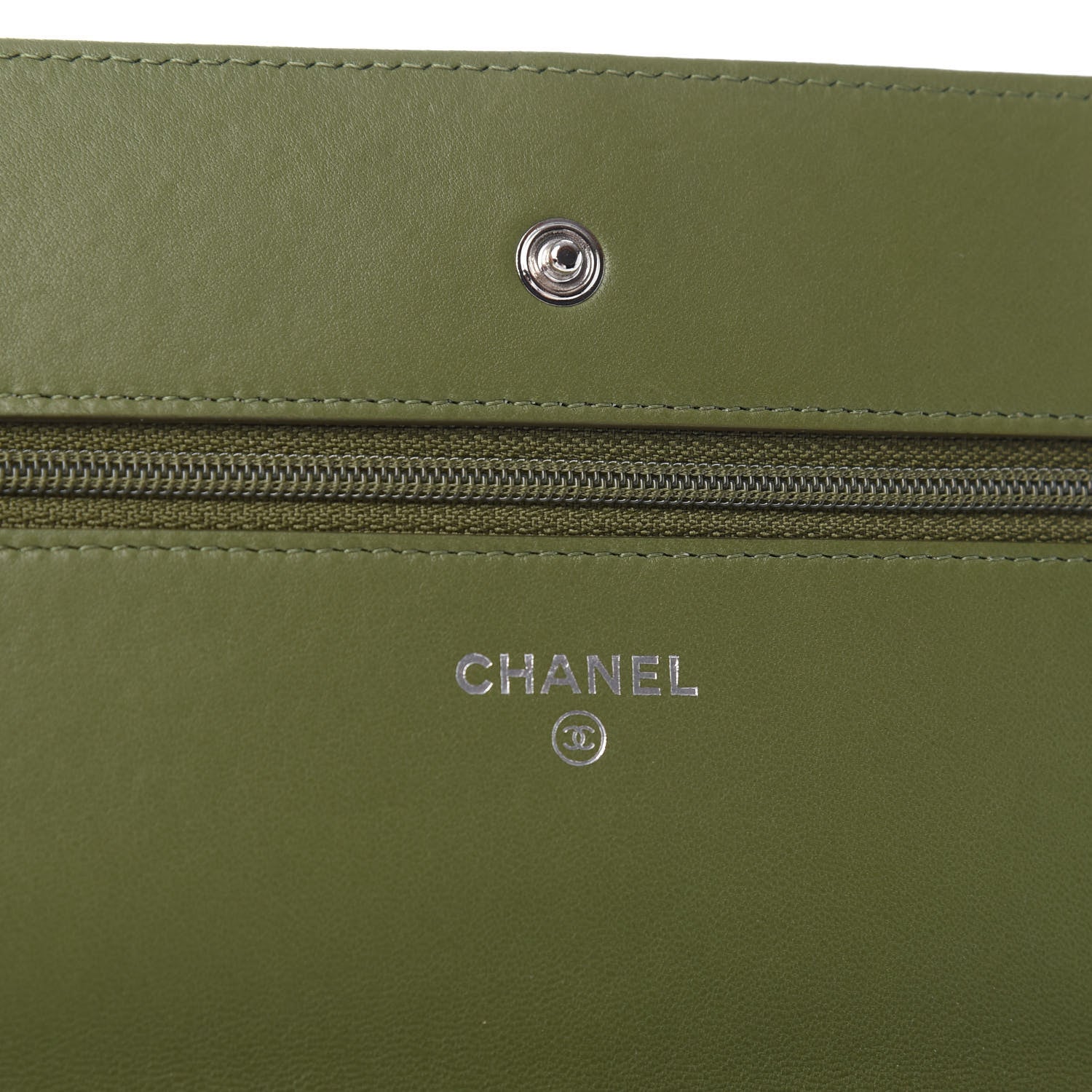 Chanel Lambskin Quilted Wallet On Chain WOC Green 6 of 10