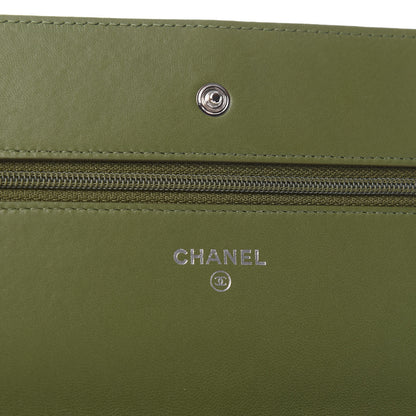 Chanel Lambskin Quilted Wallet On Chain WOC Green 6 of 10