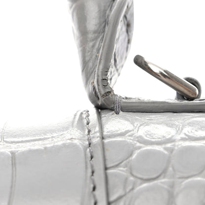 Balenciaga Shiny Calfskin Crocodile Embossed Medium Hourglass Top Handle Bag Balenciaga Grey 16 of 18