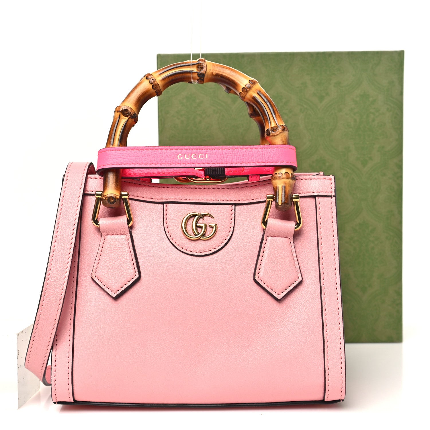 Gucci Wonka Grain Calfskin Mini Diana Tote Bag Wild Rose Fuxia Fluo 11 of 11