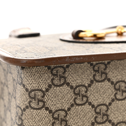 Gucci GG Supreme Monogram Azalea Calfskin Mini Horsebit 1955 Foldover Top Handle Bag Beige Ebony Brown Sugar 11 of 11