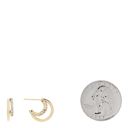 Jennifer Meyer 18K Yellow Gold Diamond Mini Double Hoop Earrings 2 of 4