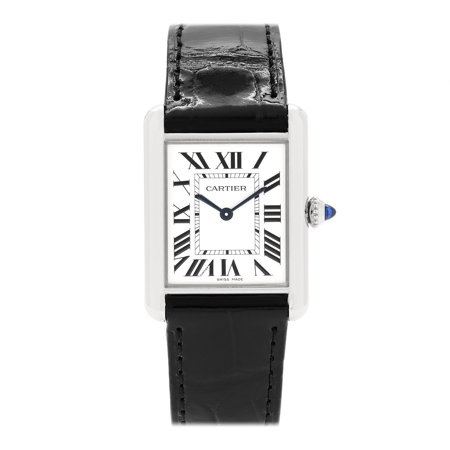 Cartier Stainless Steel Alligator 25mm Must de Cartier Tank Quartz Watch 1 of 5