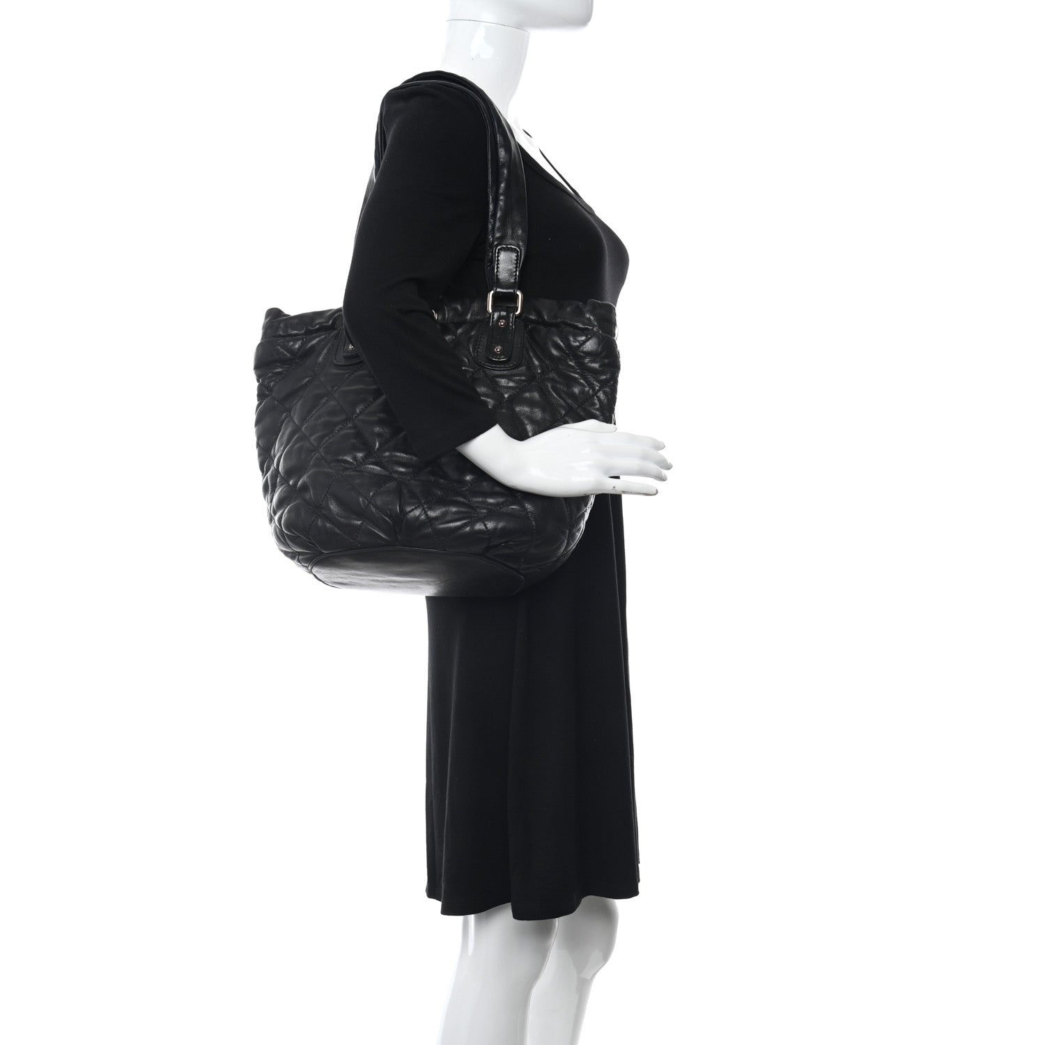 Chanel Lambskin Quilted Cloudy Bundle North South Tote Black 2 of 10