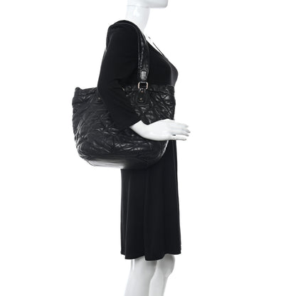 Chanel Lambskin Quilted Cloudy Bundle North South Tote Black 2 of 10