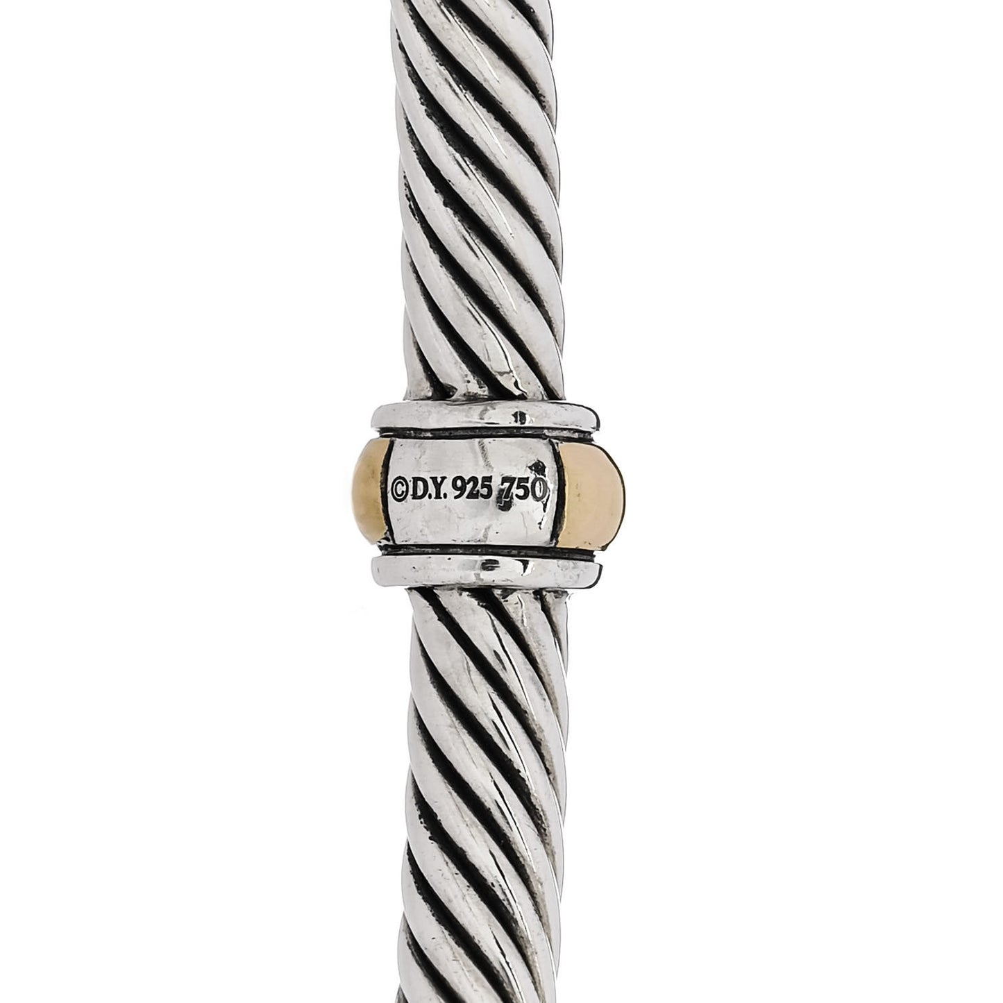 Sterling Silver 18K Yellow Gold 4mm Station Cable Bracelet