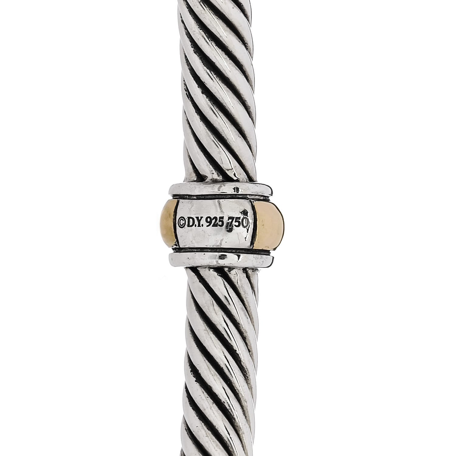David Yurman Sterling Silver 18K Yellow Gold 4mm Station Cable Bracelet 3 of 3