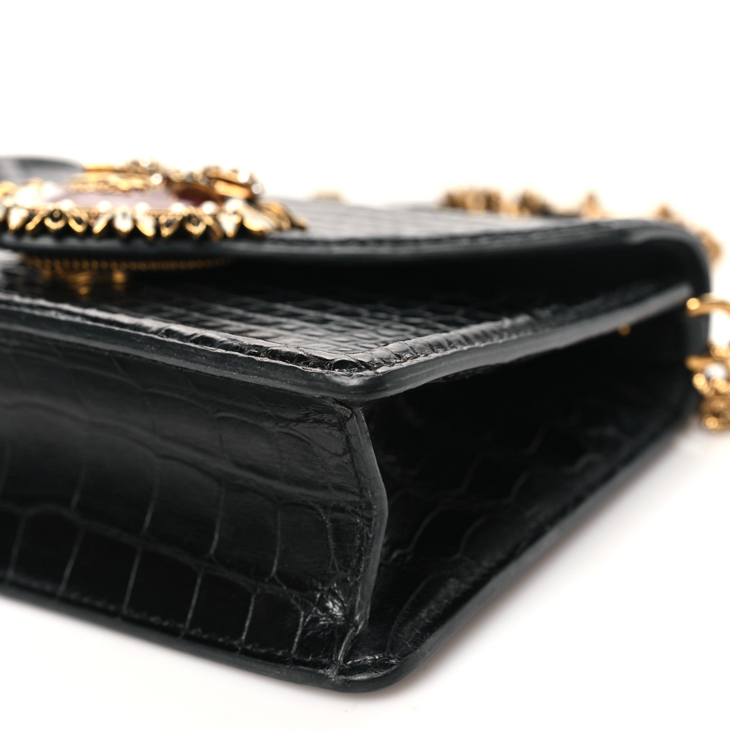 Dolce & Gabbana Shiny Alligator Devotion Envelope Top Handle Bag