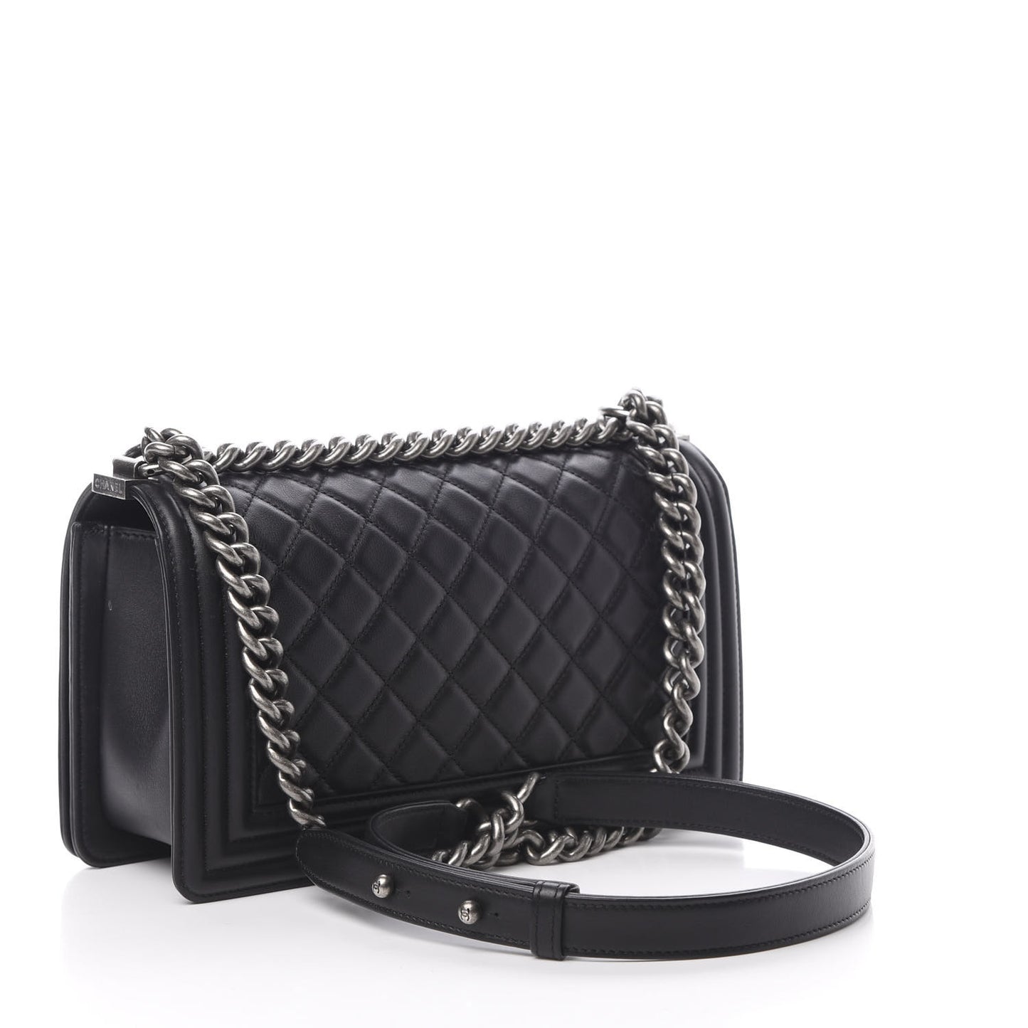 Calfskin Quilted Medium Boy Flap Black