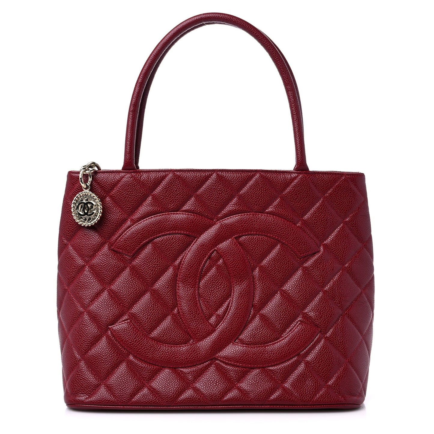 Caviar Quilted Medallion Tote Red