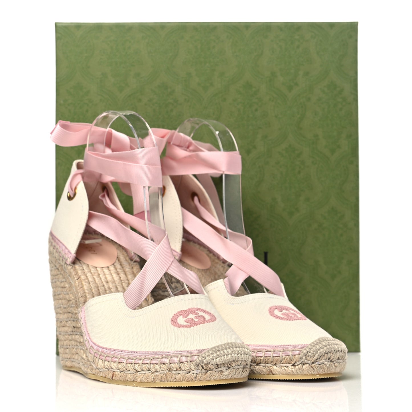Canvas Grossgrain Embroidered Judit Ankle Wrap Platform 35/120mm Espadrille Wedges 38.5 White Shell