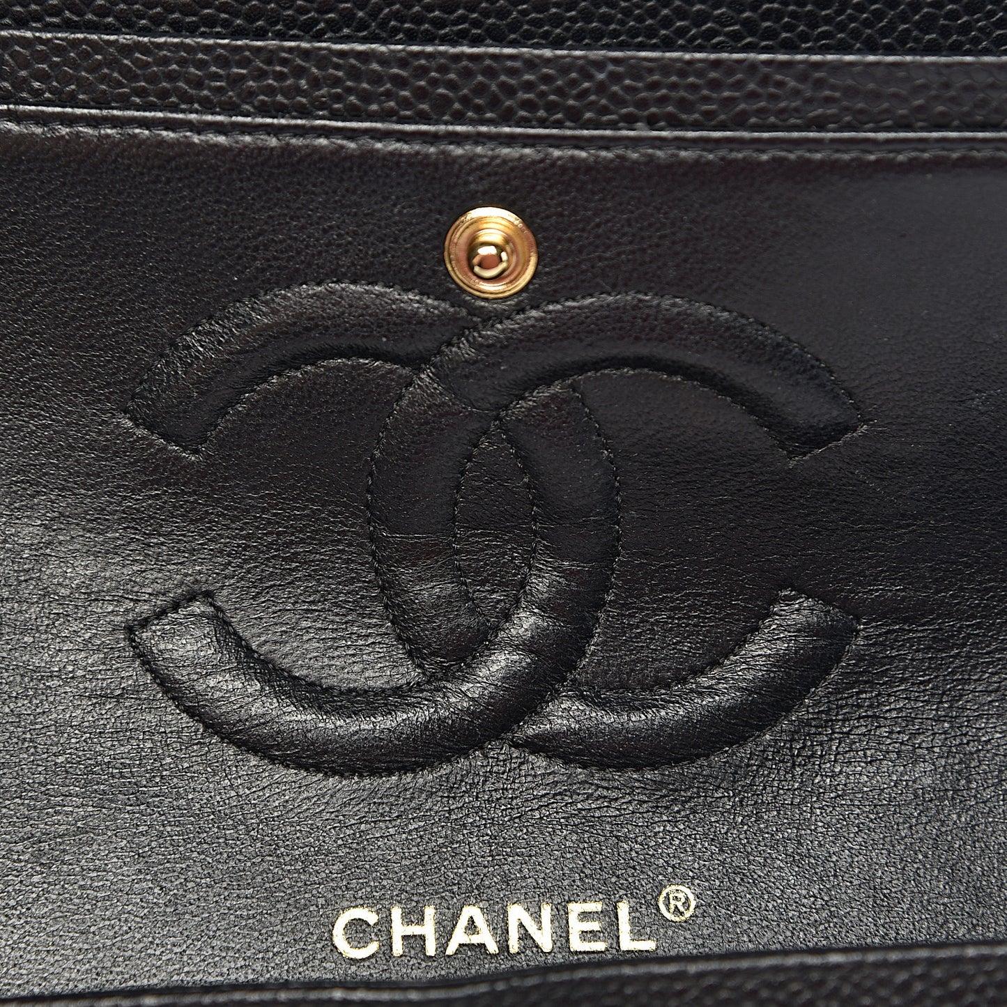 Caviar Quilted Medium Double Flap Black