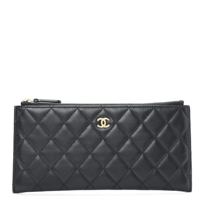 Chanel Lambskin Quilted Zip Pouch Black 1 of 9