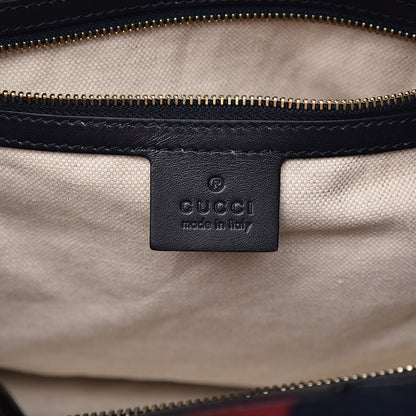 Gucci Monogram Selleria Calfskin Vintage Web Medium Boston Beige Blue 6 of 10