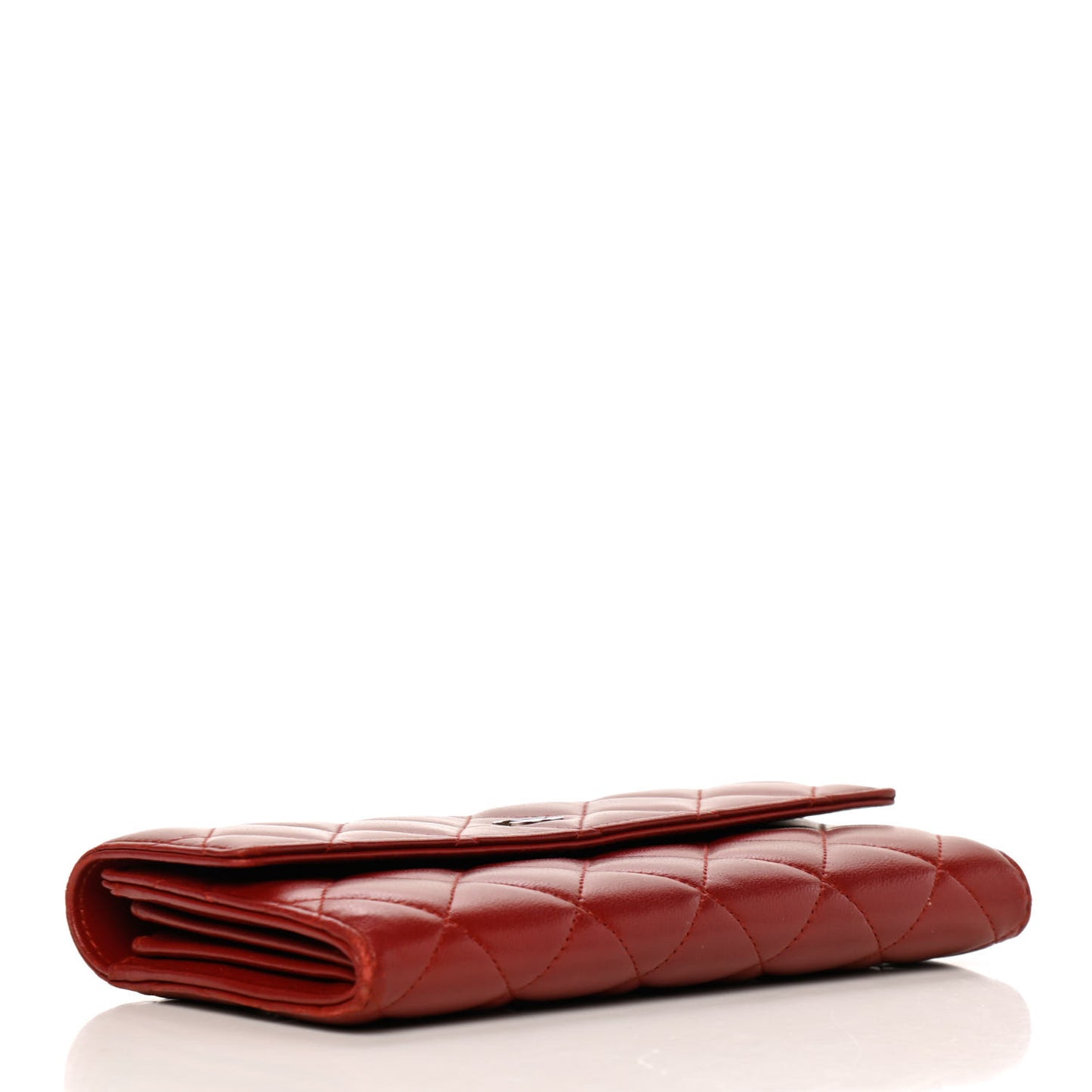 Lambskin Quilted Large Gusset Flap Wallet Red