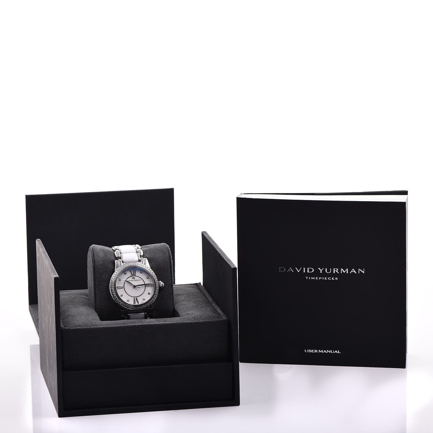 David Yurman Stainless Steel Ceramic Diamond Bezel 34mm Classic Quartz Watch White 7 of 7