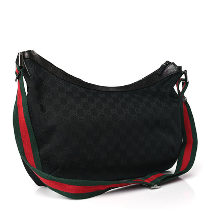 Gucci Monogram Web Medium Half Moon Hobo Black 3 of 10