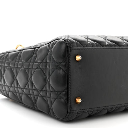Christian Dior Lambskin Cannage Medium Lady Dior Black 9 of 11