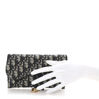 Christian Dior Oblique Saddle Chain Long Wallet Blue 2 of 9