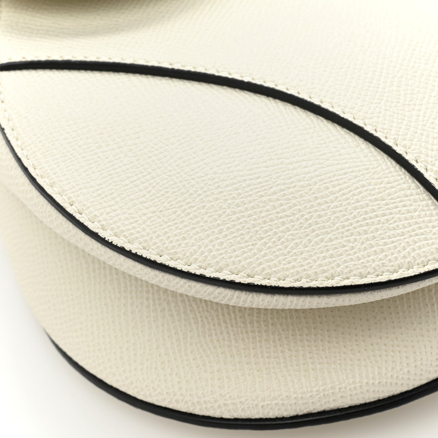 Grained Calfskin Saddle Bag White