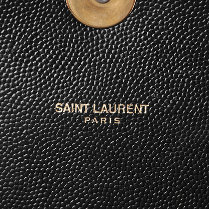 Saint Laurent Grain De Poudre Matelasse Chevron Large Monogram Satchel Black 6 of 8