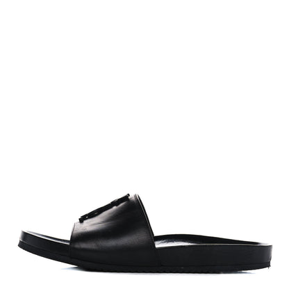 Saint Laurent Lambskin Joan Slide Sandals 40.5 Black 1 of 9
