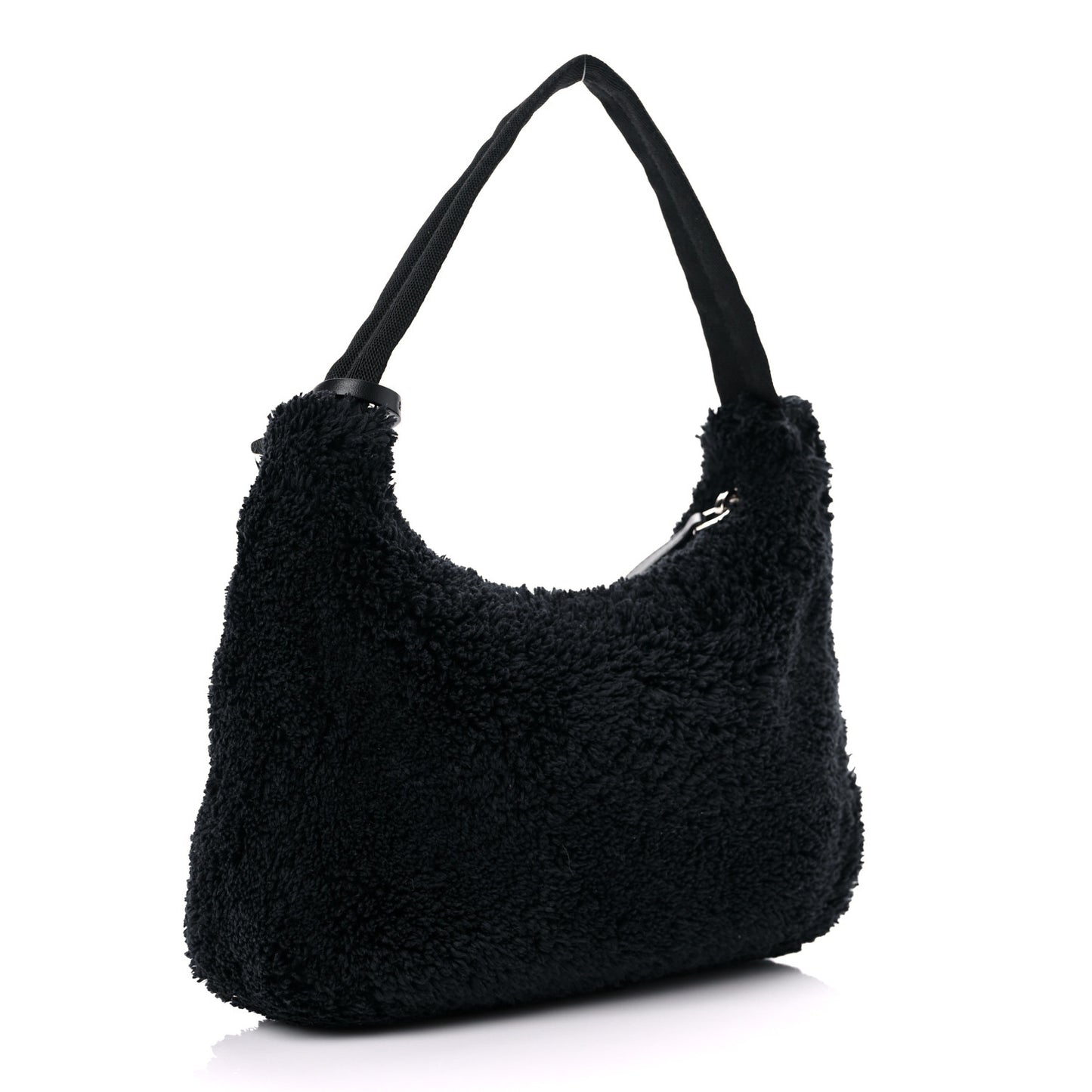 Terry Cloth Mini Re-Edition 2000 Bag Black White
