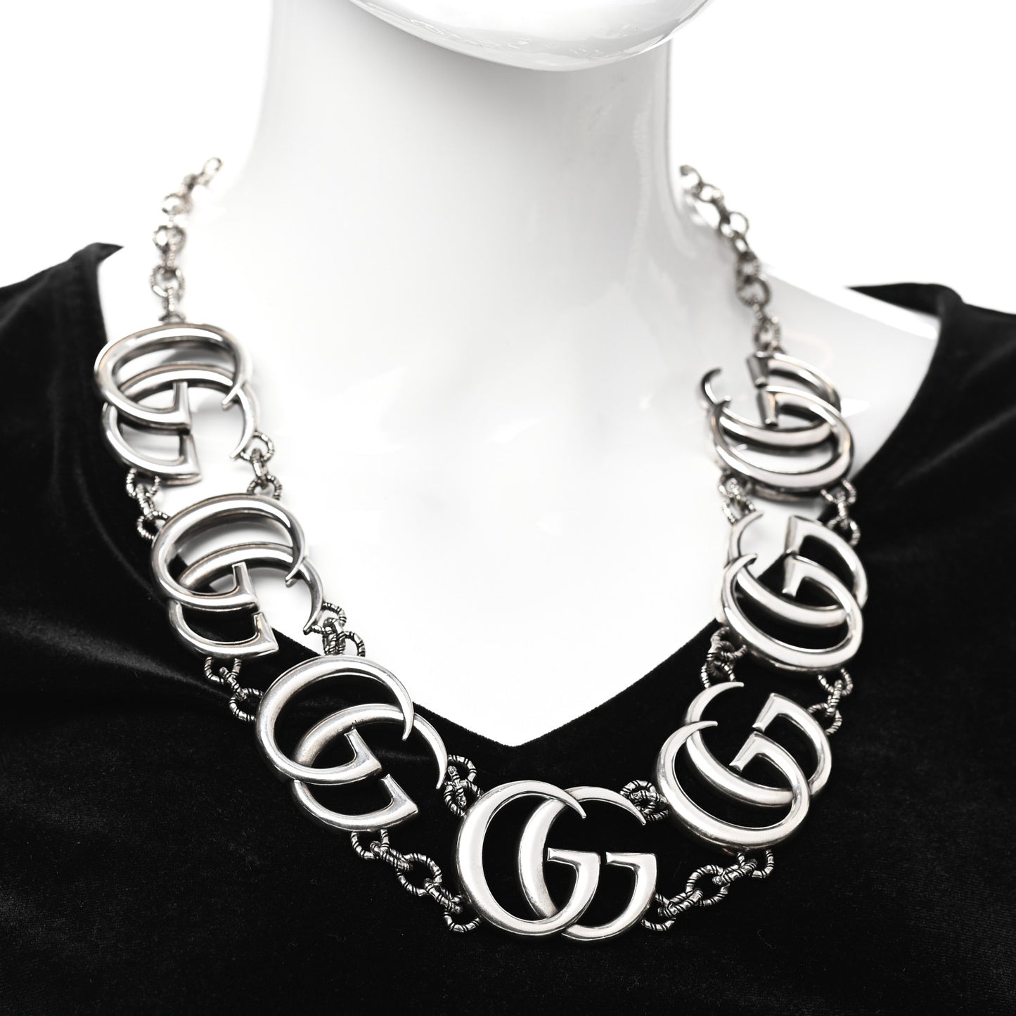 Sterling Silver Double G Marmont Statement Necklace