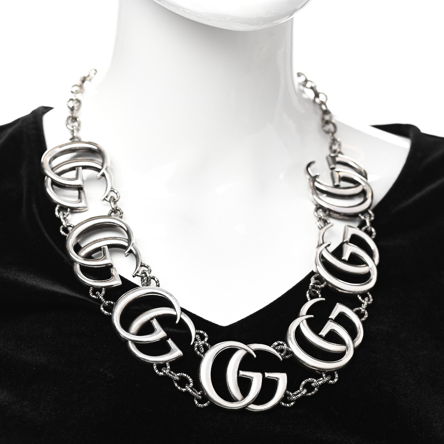 Gucci Sterling Silver Double G Marmont Statement Necklace 2 of 4