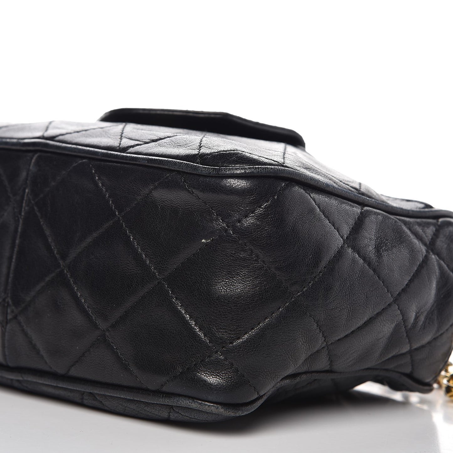 Lambskin Quilted CC Tassel Camera Case Black