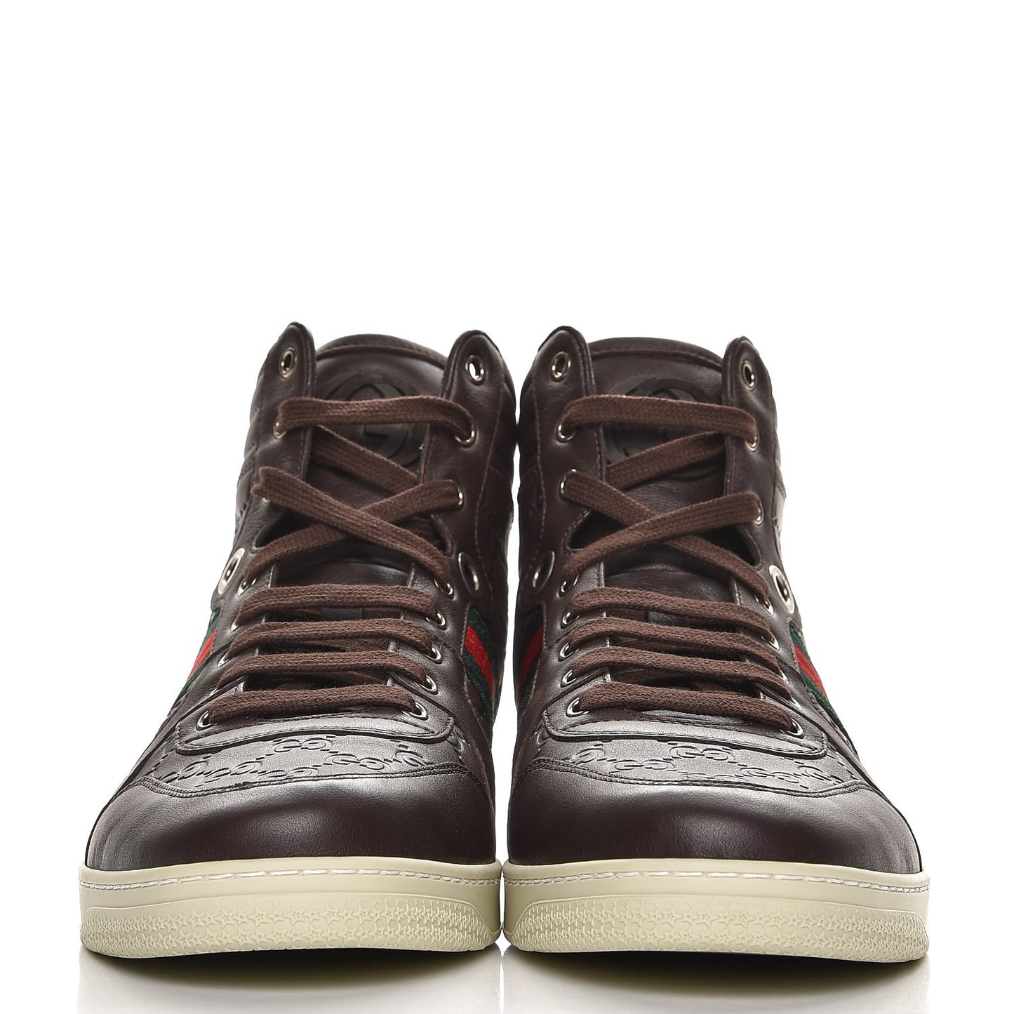 Guccissima Web Mens High Top Sneakers 10 Chocolate